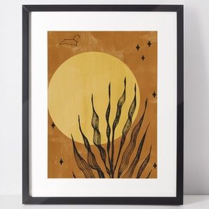 Botanical Bohemian Wall Art Print Illustration Unframed